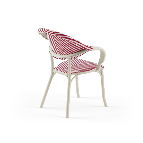 Bej Gövde Kırmızı Beyaz Fileli Bahçe Masa Sandalye Takımı