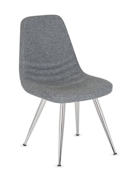 Parker Rahat Gri Kaşe Kumaş Sandalye Ergonomik Modern ve Dayanıklı Krom Ayaklı Yemek Sandalyesi Mutfak Salon Otel Kafe ve Restoran İçin Uygun