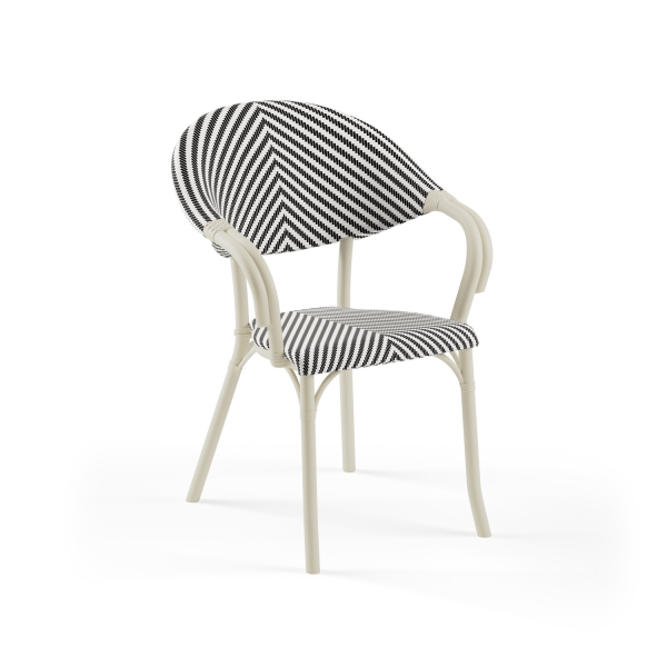 Bej Gövde Siyah Beyaz Fileli Bahçe Masa Sandalye Takımı