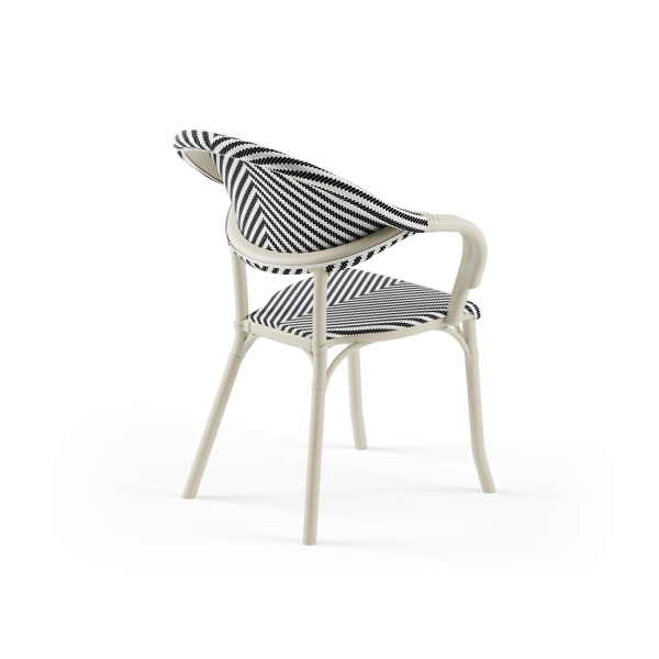 Bej Gövde Siyah Beyaz Fileli Bahçe Masa Sandalye Takımı