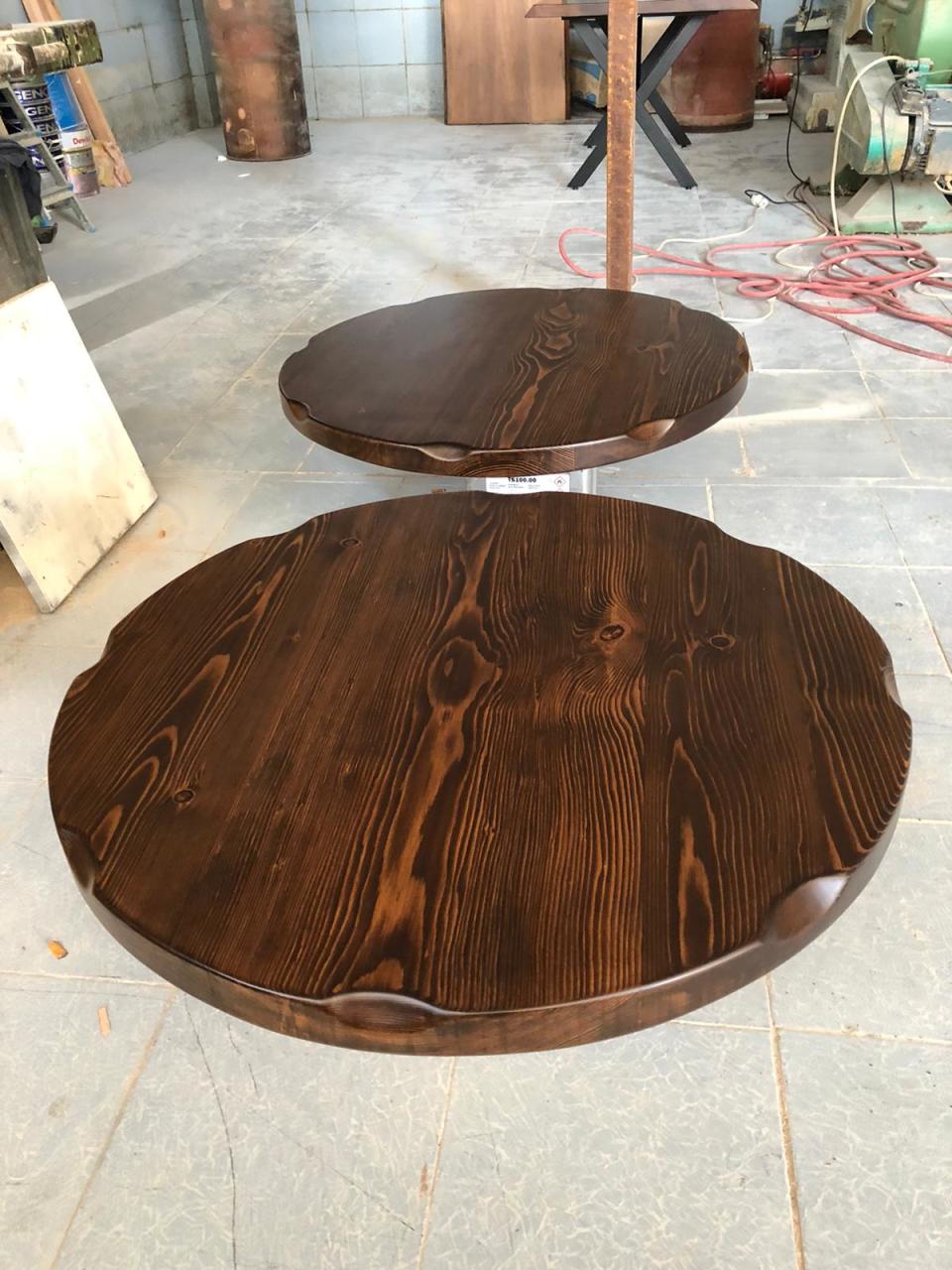 Yuvarlak Kütük Masa Tablası 70 cm Çap Ceviz Renk