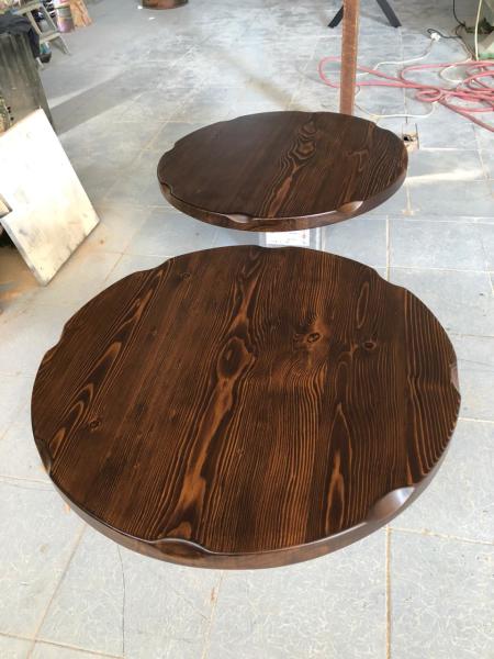 Yuvarlak Kütük Masa Tablası 70 cm Çap Ceviz Renk
