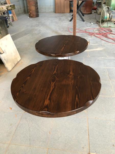 Yuvarlak Kütük Masa Tablası 70 cm Çap Ceviz Renk