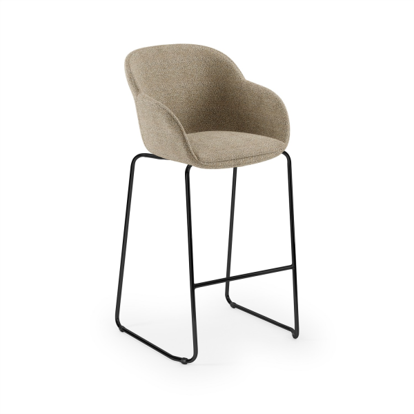 Rahat Kumaş Döşemeli Bar Sandalyesi | Ergonomik Siyah Metal Ayaklı