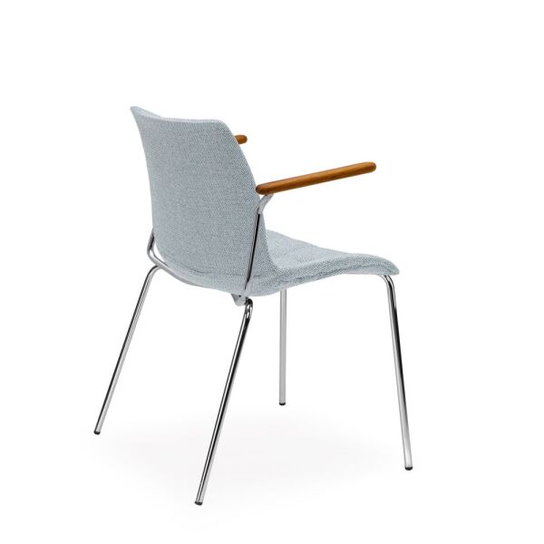 Açık Mavi Kumaşlı Modern Yemek Sandalyesi Metal Krom Ayaklı