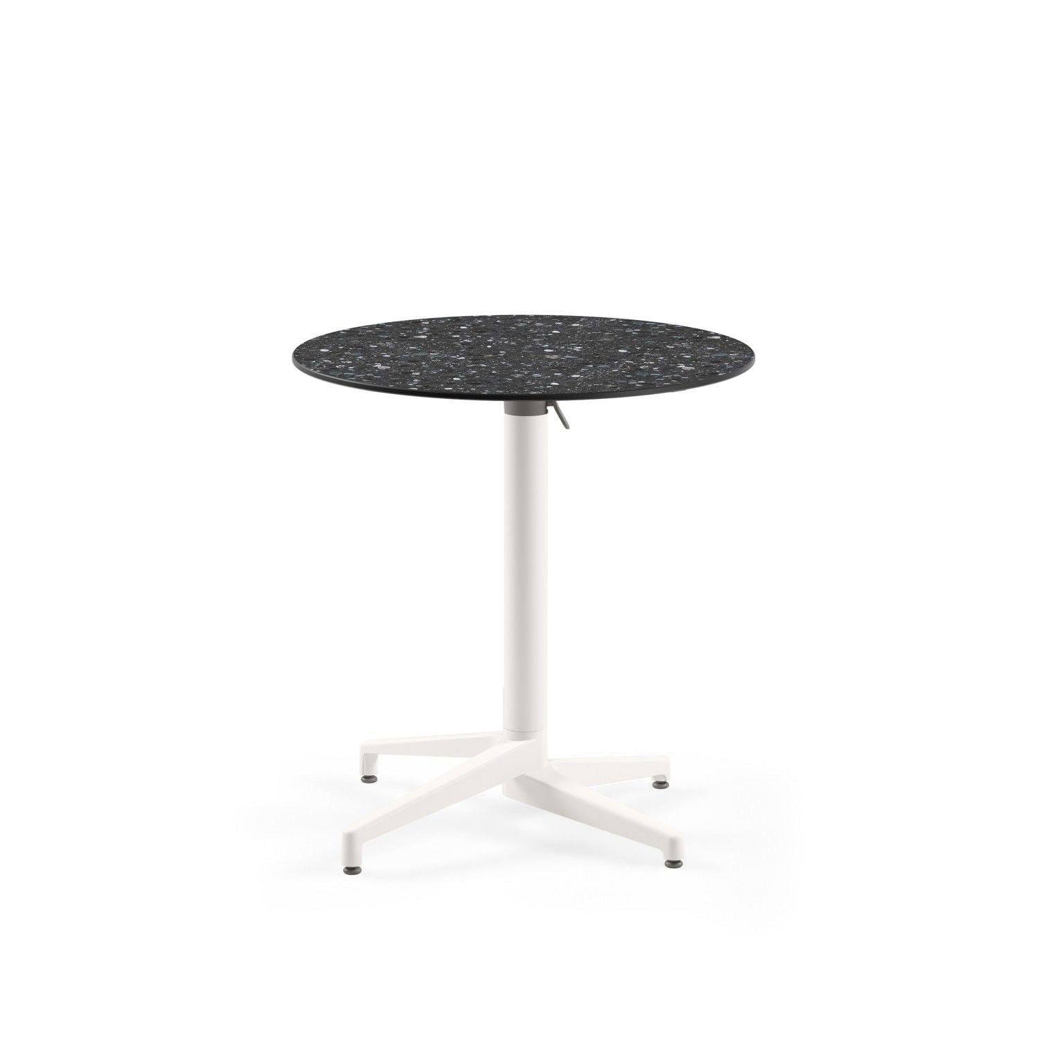 Compact Katlanır Paslanmaz Yuvarlak Masa | Terrazzo Mermer Desenli | Bahçe, Balkon, Cafe, Restoran İçin