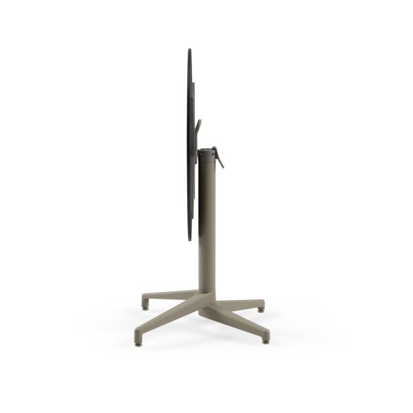 Compact Katlanır Paslanmaz Yuvarlak Yemek Masası | 77 cm Antrasit Gri Laminat | Bahçe, Balkon, Kafe, Restoran İçin