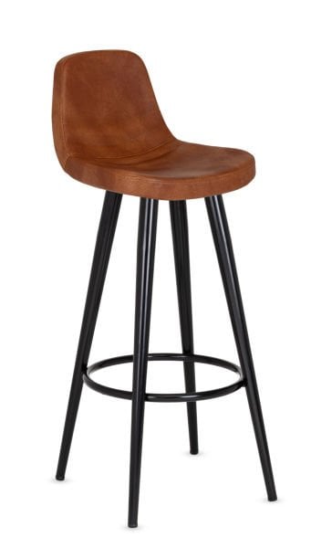 İkona Küçük Mutfak Bar Sandalyesi – Siyah Ahşap Ayaklı, Silinebilir Deri, Ergonomik ve Şık Tasarım