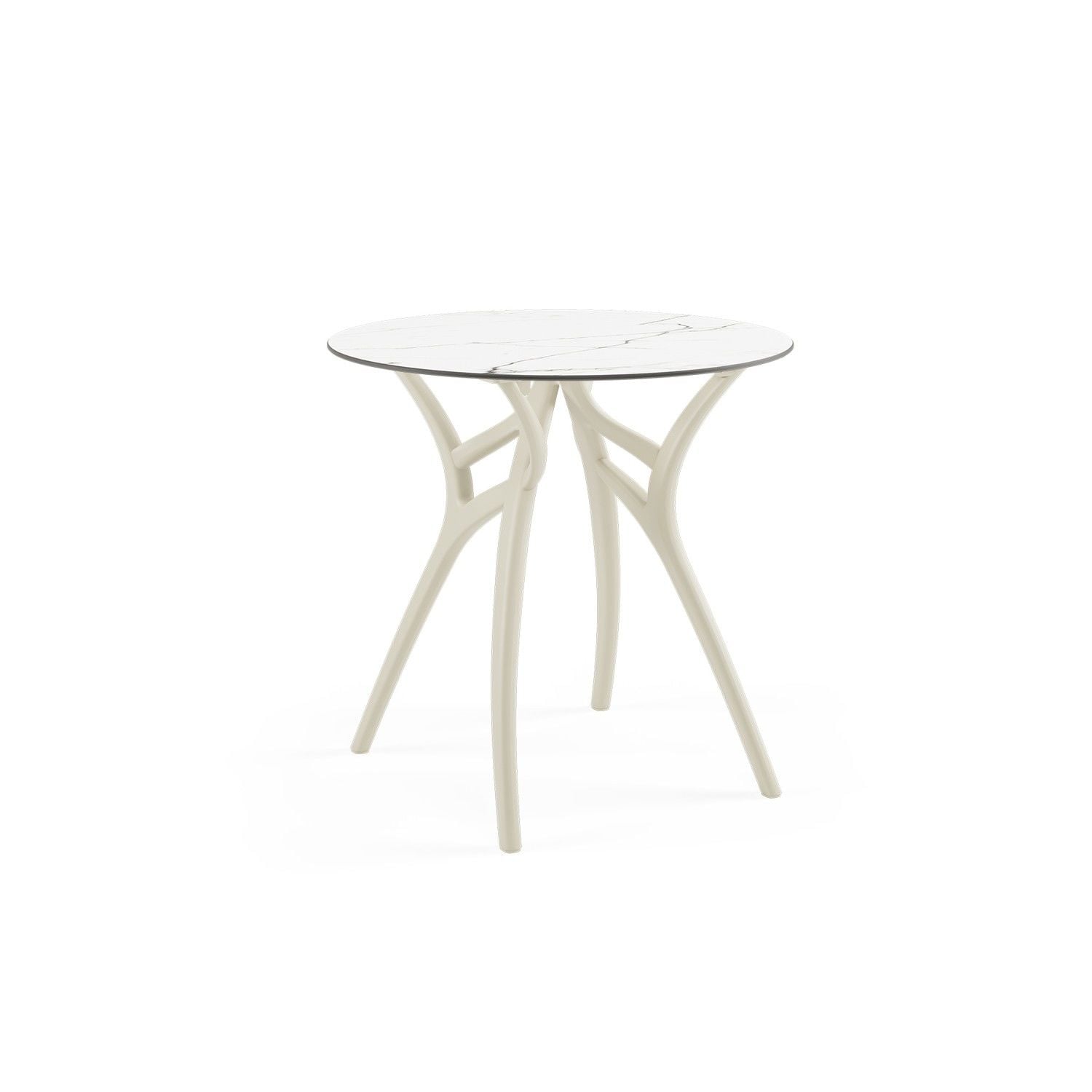 Beyaz Mermer Desenli Compact Bahçe Masa Ø77 cm