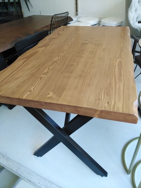 Doğal Kütük Ağaç Açık Ceviz Mutfak Masası 70x110