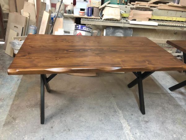 Ceviz Rengi Kütük Yemek Masası 80x150