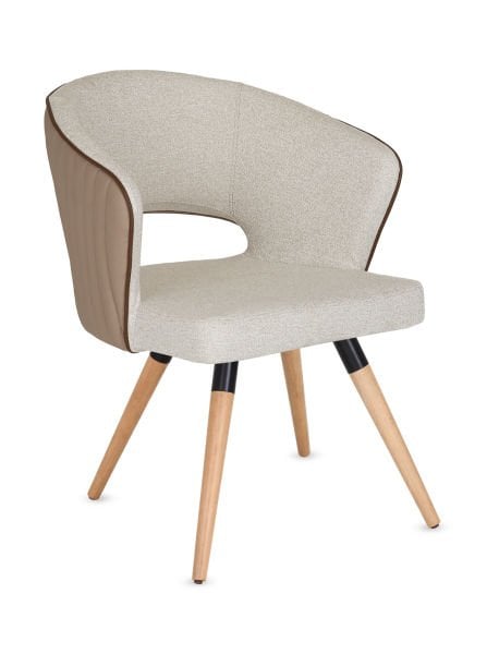 Rival Sandalye | Poliüretan Dökme Süngerli, Çift Renk (Krem-Cappuccino), Kayın Ayaklı Ergonomik Koltuk