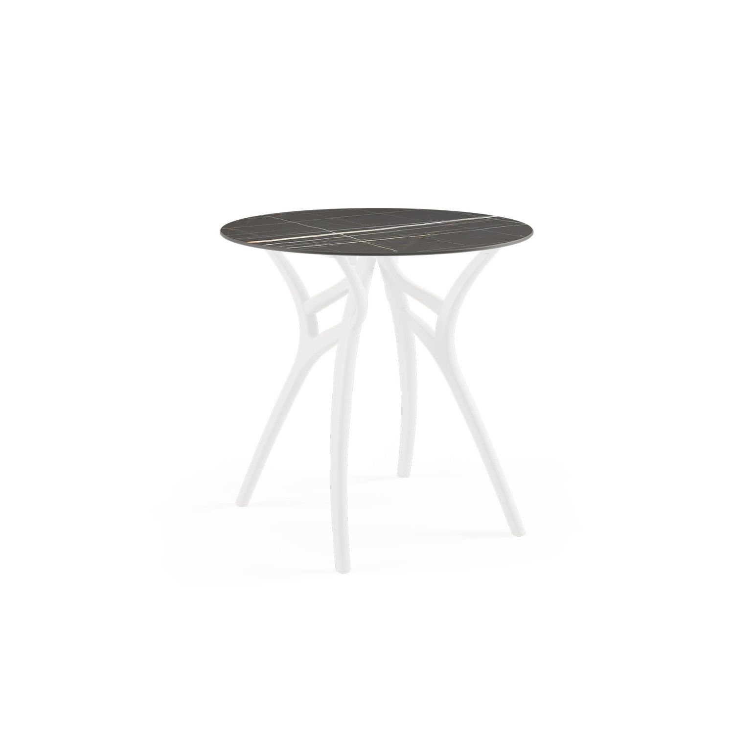 Siyah Mermer Compact Cafe Masası 77 cm Yuvarlak