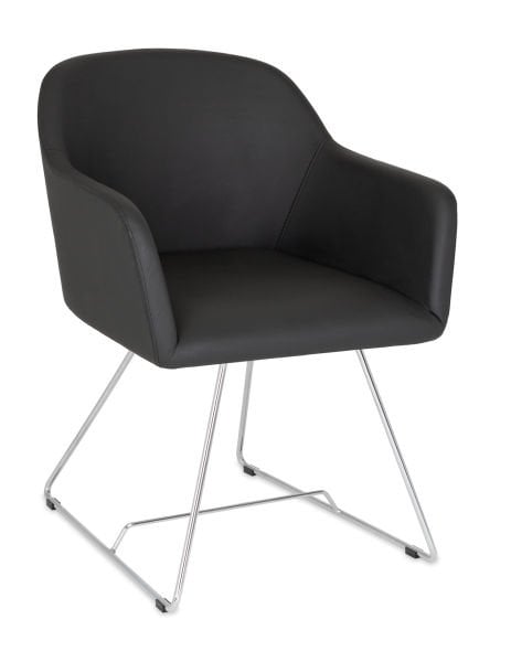 Taksim Siyah Deri Ofis Bekleme Sandalyesi Otel İşyeri Mağaza Müşteri Bekleme Koltuğu