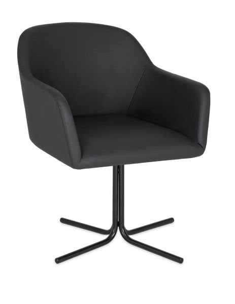 Taksim Siyah Deri Ofis Bekleme Koltuğu – Ergonomik Metal Papatya Ayaklı, Şık ve Dayanıklı Misafir Sandalyesi