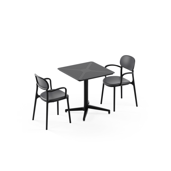 Katlanır Bahçe Masa Sandalye Takımı 2 Kişilik | 70x70 cm Siyah Set