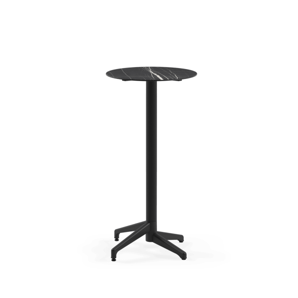 Siyah Mermer Compact Paslanmaz Otel Bar Masası 60 cm Yuvarlak