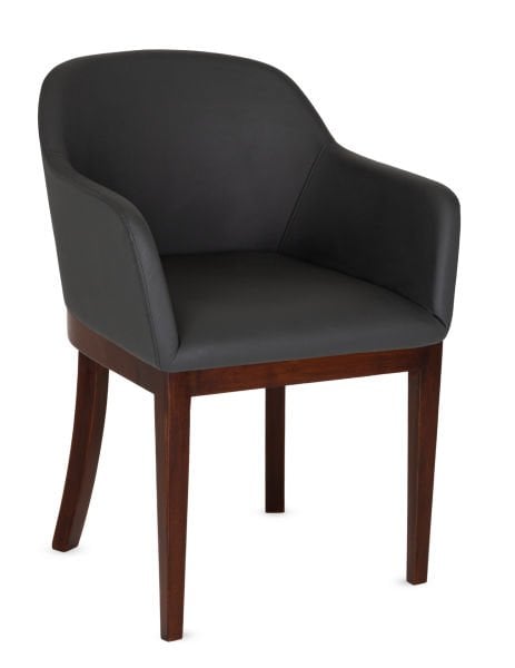 Taksim Siyah Deri Cafe Koltuğu - Şık ve Ergonomik Oturma Alanı, Kayın Ağaç Ceviz Renk Ayaklı, Silinebilir Deri Kaplama, Ücretsiz Kargo