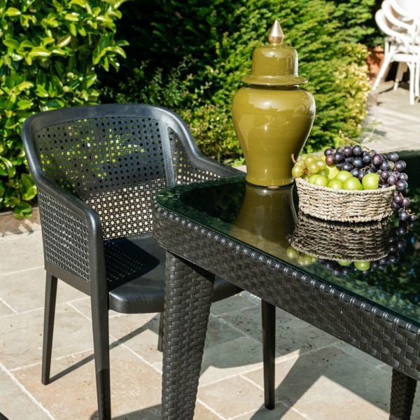 Plastik Bahçe Masası 90x90 cm Siyah Rattan Görünümlü