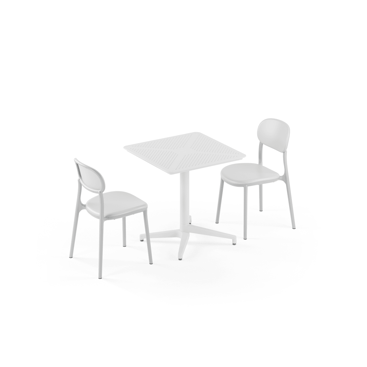 Beyaz Dış Mekan Bahçe Masa Sandalye Takımı 2 Kişilik 70x70 cm Katlanır Masa Seti – Otel, Restaurant, Cafe, Balkon, Teras İçin Dayanıklı ve Hafif