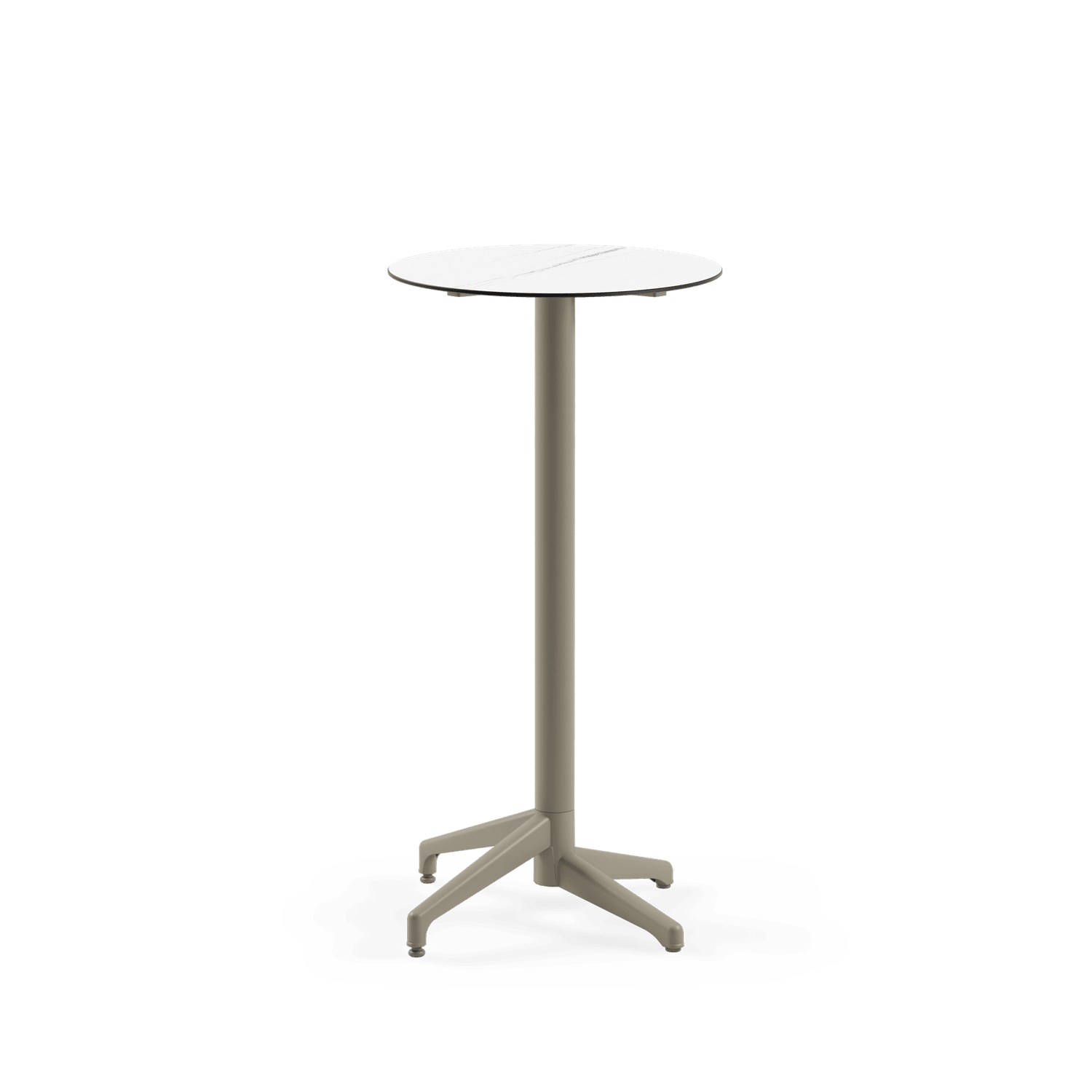 Compact Paslanmaz Bistro Bar Masası Beyaz Mermer 60 cm