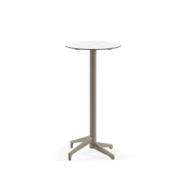 Compact Paslanmaz Bistro Bar Masası Beyaz Mermer 60 cm
