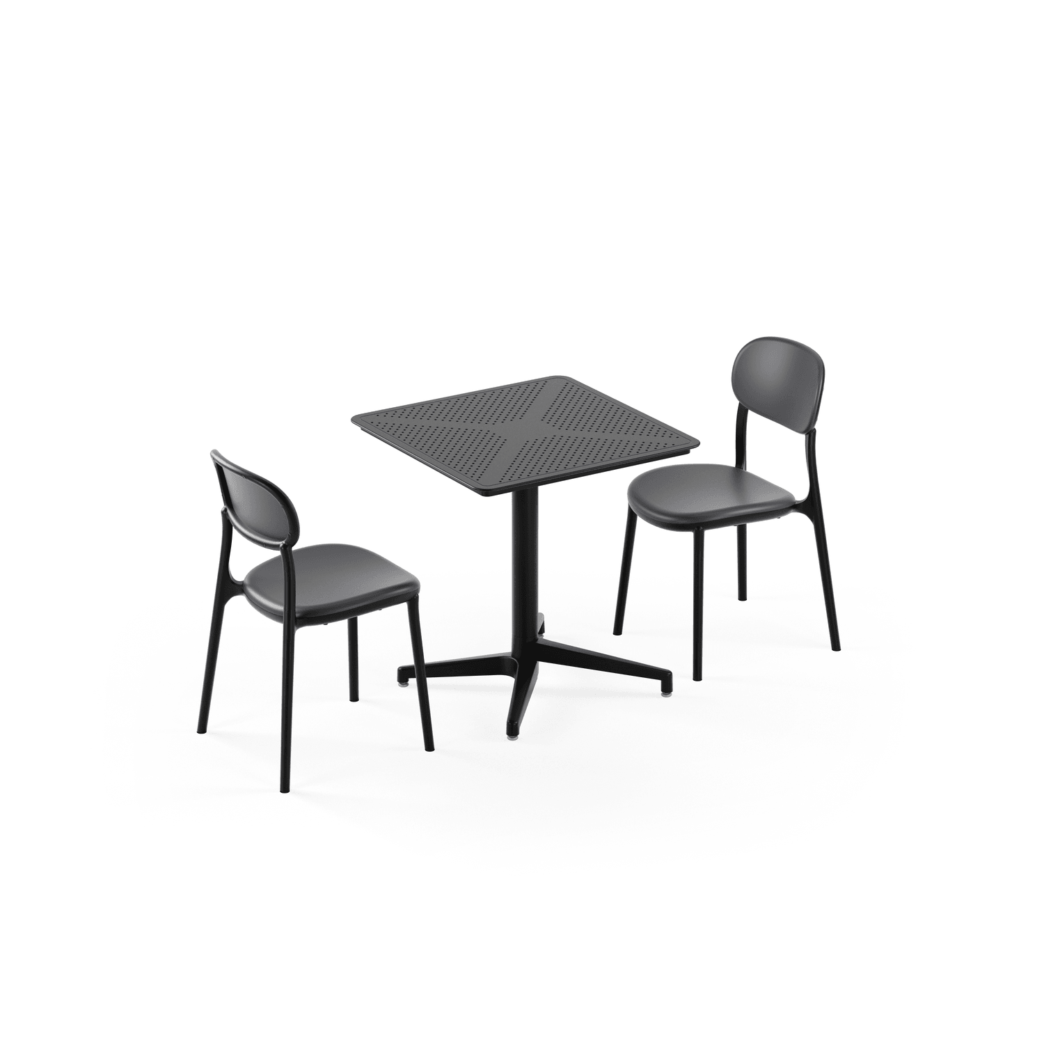 2 Kişilik Paslanmaz Bahçe Masa Sandalye Takımı | 70x70cm Siyah Dış Mekan Set | Cafe, Balkon, Mutfak İçin