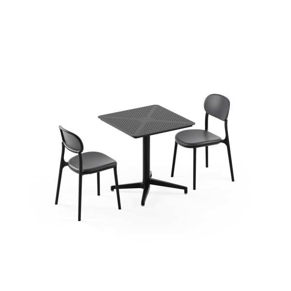 2 Kişilik Paslanmaz Bahçe Masa Sandalye Takımı | 70x70cm Siyah Dış Mekan Set | Cafe, Balkon, Mutfak İçin