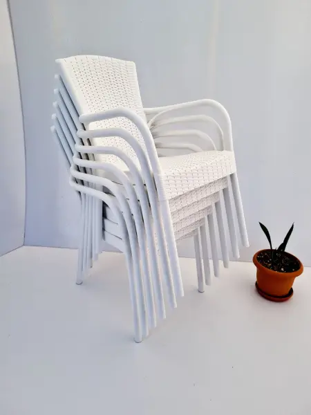 Beyaz Dış Mekan Bahçe Masa Sandalye Takımı 90X150 cm