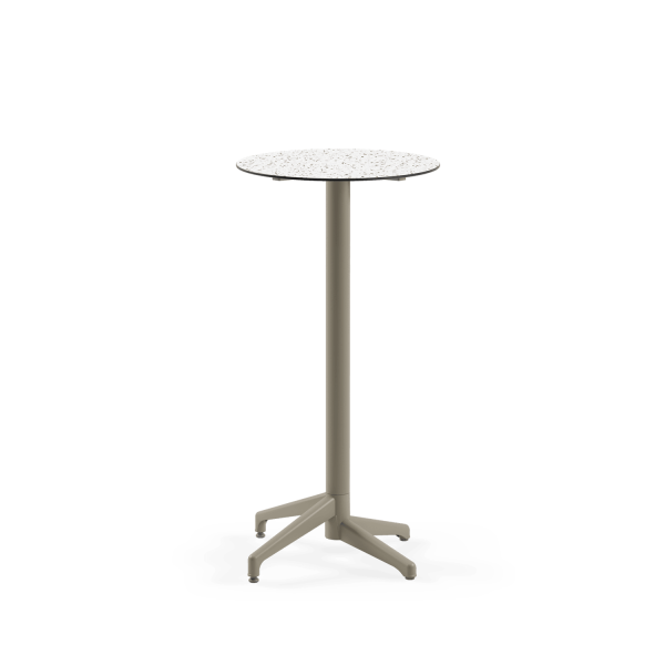 Terrazzo Compact Paslanmaz Bistro Bar Masası 60 cm Yuvarlak