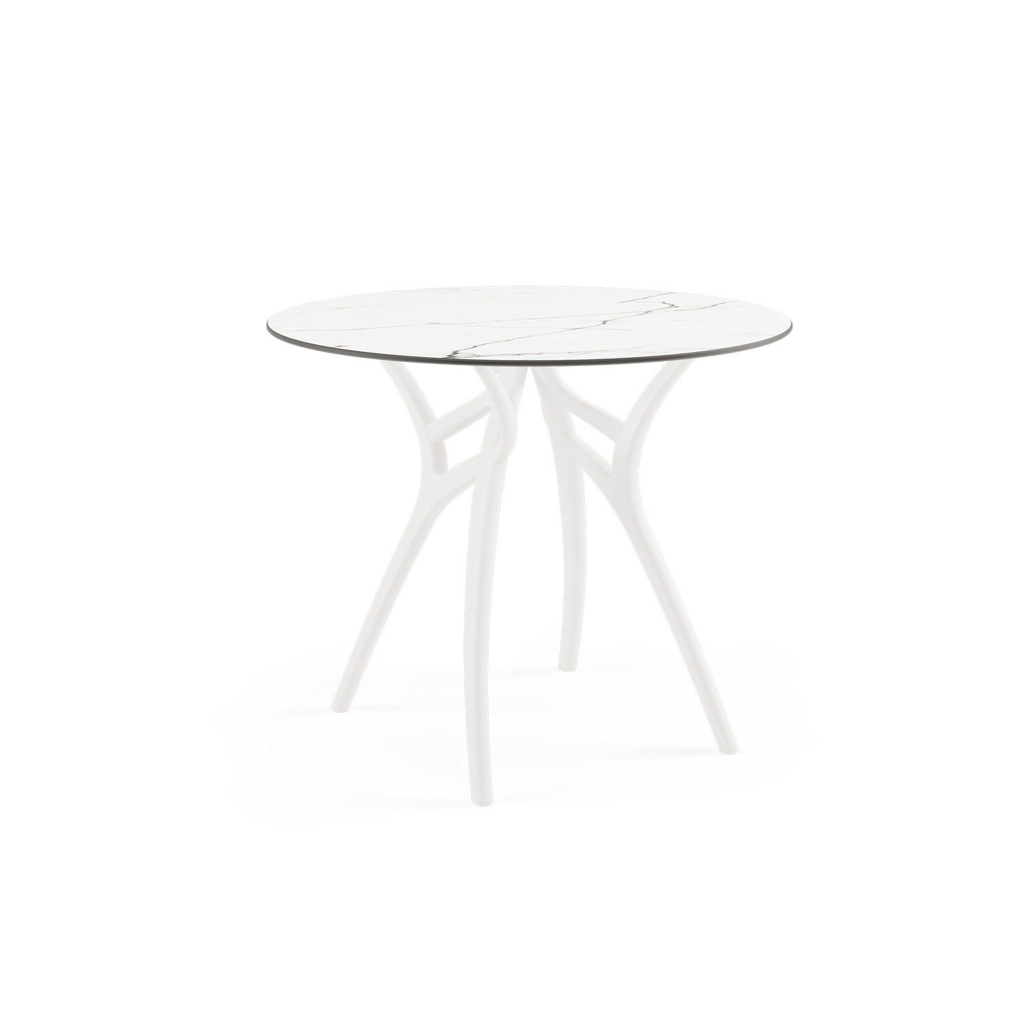 Beyaz Mermer 90 cm Yuvarlak Compact Bahçe Masası Dış Mekan