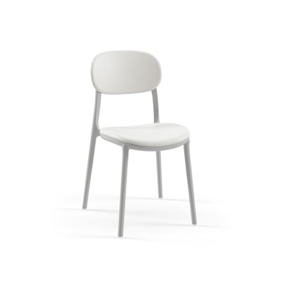 2 Kişilik Dış Mekan Bahçe Masa Sandalye Takımı Beyaz | 70x70 cm Sabit Masa + 2 Soğuk Gri Sandalye | Balkon, Mutfak, Kafe, Otel, Restoran Kullanımı için