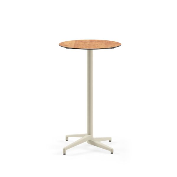 Compact Paslanmaz Yuvarlak Bistro Bar Masası - 70 cm Ahşap Desenli | İç ve Dış Mekan Kullanımına Uygun | Organizasyon & Kokteyl Masası