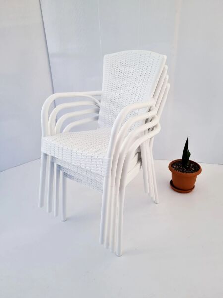 Beyaz 4 Kişilik 90x150 Bahçe Masa Sandalye Takımı