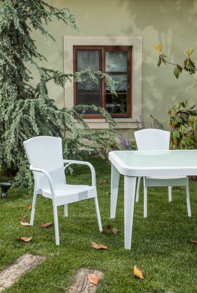 Beyaz 4 Kişilik 90x150 Bahçe Masa Sandalye Takımı