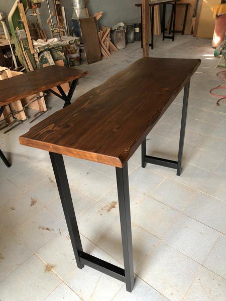 Doğal Göknar Kütük Bar Masası Ceviz Renk 60x140 cm