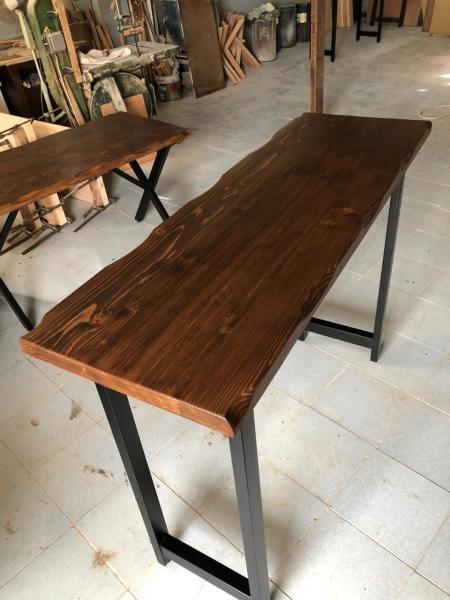 Doğal Göknar Kütük Bar Masası Ceviz Renk 60x140 cm