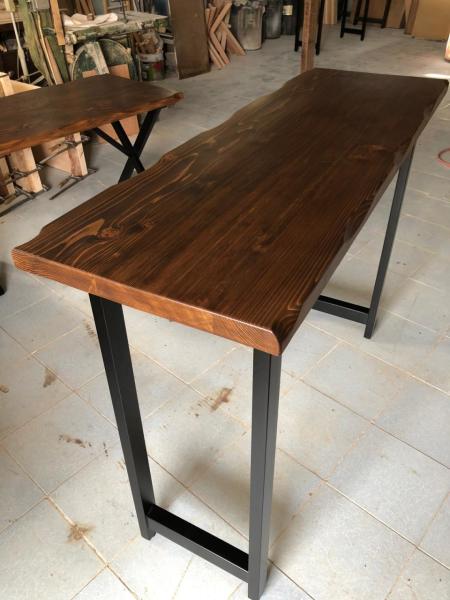 Doğal Göknar Kütük Bar Masası Ceviz Renk 60x140 cm