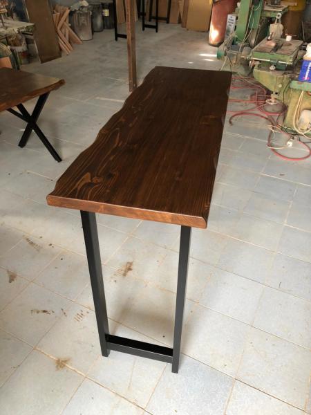 Doğal Göknar Kütük Bar Masası Ceviz Renk 60x140 cm