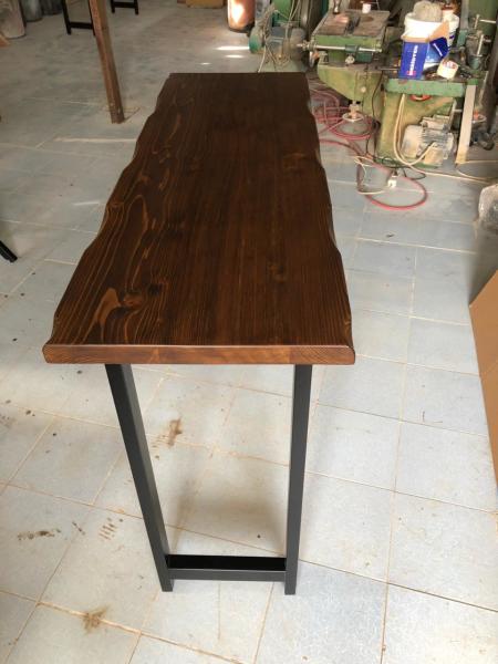 Doğal Göknar Kütük Bar Masası Ceviz Renk 60x140 cm