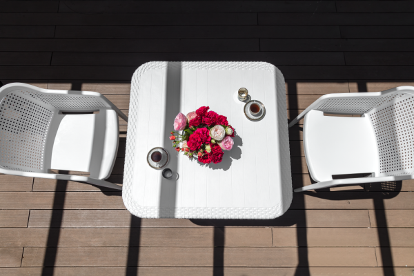 Beyaz Bahçe Masa Sandalye Takımı 90x90 2 Kişilik