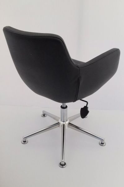 Bulut Siyah Deri Tekerleksiz Ofis Çalışma Koltuğu
