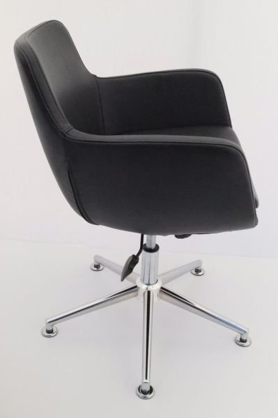 Bulut Siyah Deri Tekerleksiz Ofis Çalışma Koltuğu