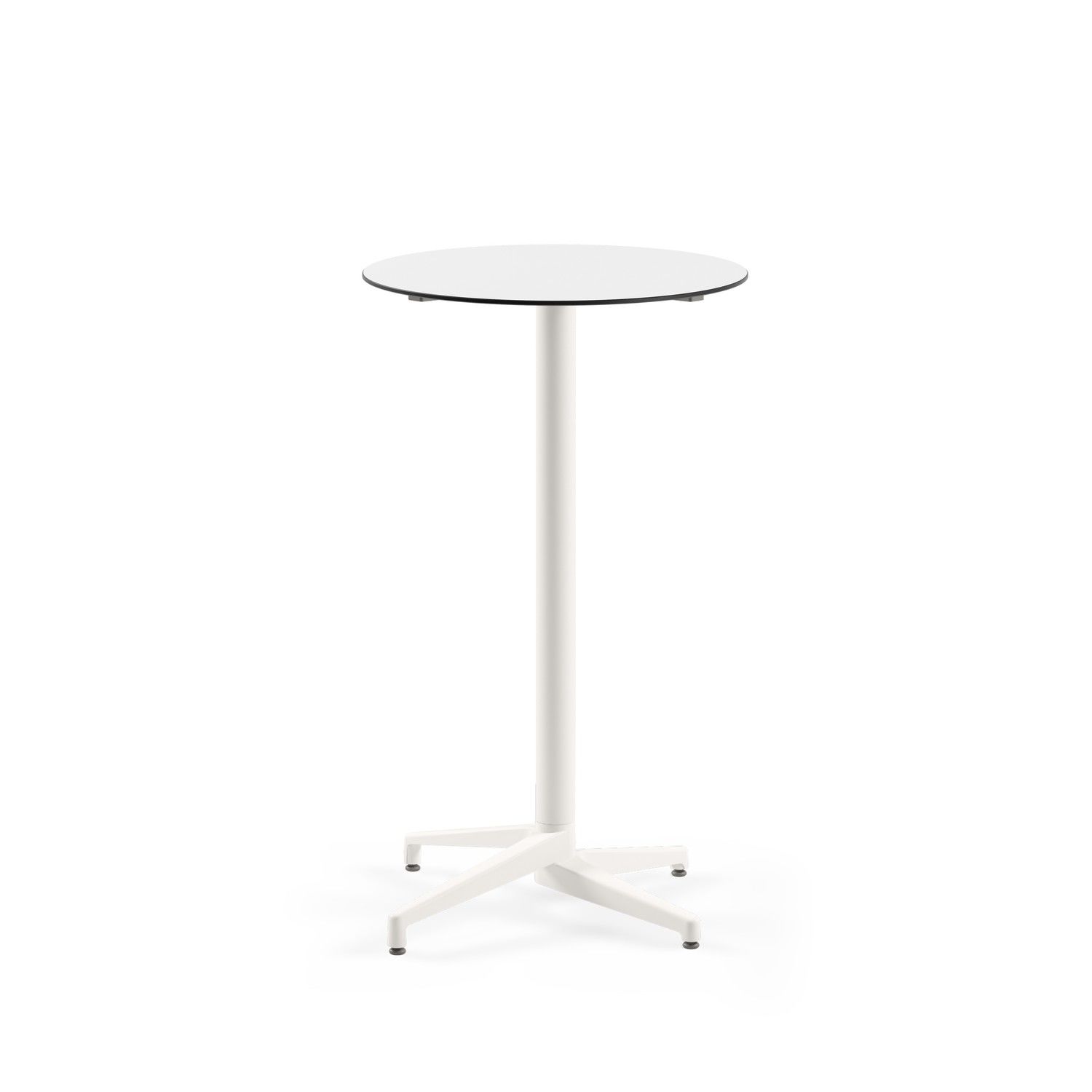 Compact Paslanmaz Yuvarlak Bar Masası - 70 cm Çap, 111 cm Yükseklik, Beyaz Laminat Üst Tabla, Bistro ve Bahçe Kullanımına Uygun
