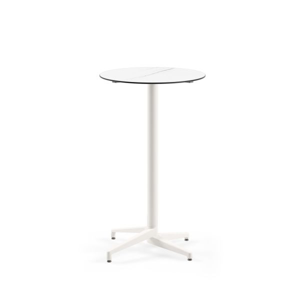 Compact Paslanmaz Cafe Bar Masası – Beyaz Mermer Desenli, Yuvarlak, Dış Mekan ve İç Mekan Kullanıma Uygun, 70 cm Çap, Uzun Ömürlü, Dayanıklı, Şık Tasarım