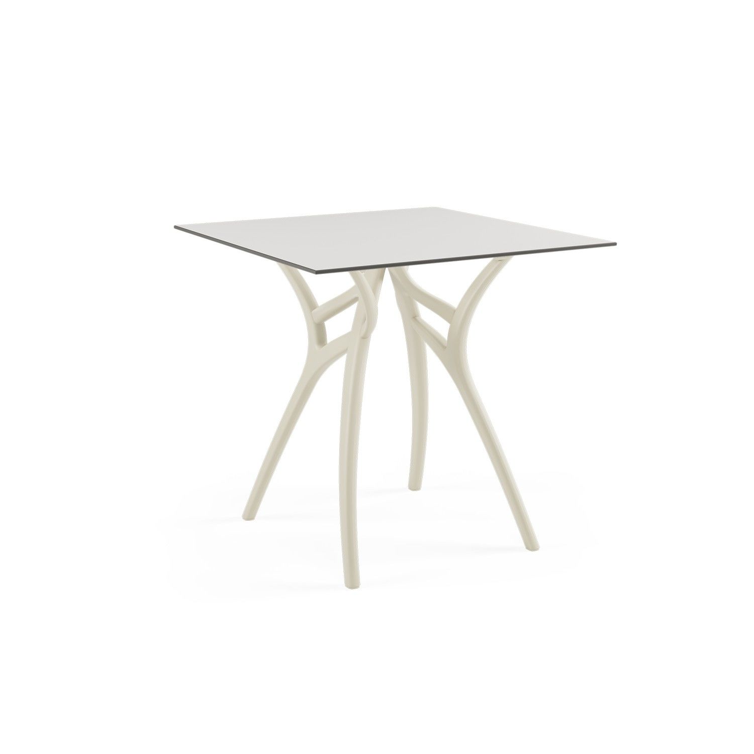 Bej Ayak Beyaz Compact Kare Dış Mekan Masası 77x77 cm