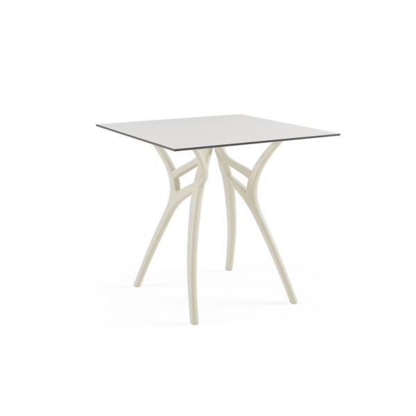 Bej Ayak Beyaz Compact Kare Dış Mekan Masası 77x77 cm