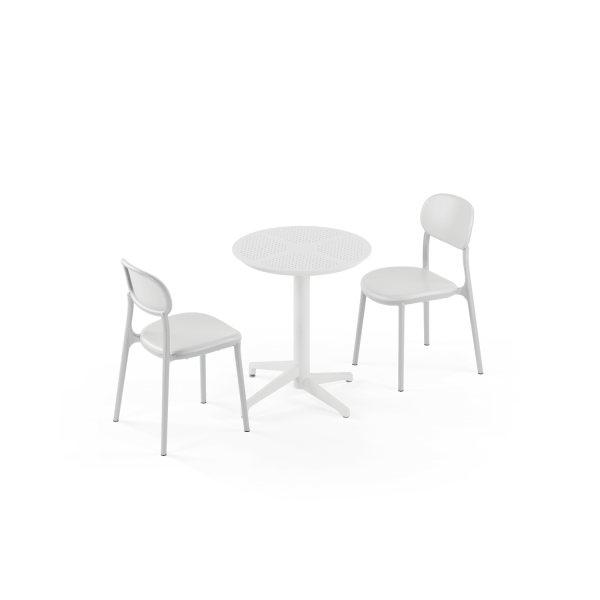 Yuvarlak 60 cm Çap Dış Mekan Bahçe Masa Sandalye Takımı – 2 Kişilik Paslanmaz, Otel, Cafe, Balkon İçin