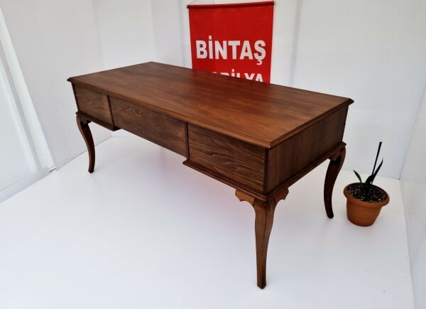Kayın Ağacı Ahşap Ceviz Ofis Çalışma Masası 160x78 cm