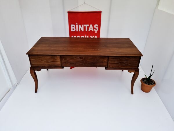 Kayın Ağacı Ahşap Ceviz Ofis Çalışma Masası 160x78 cm